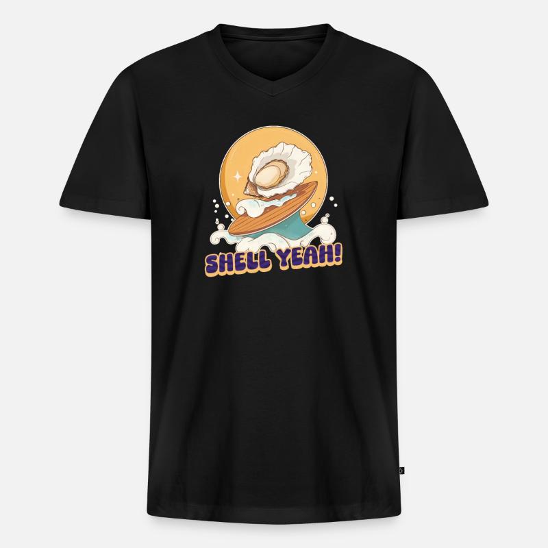 Austernschale ja! - Männer Premium Bio T-Shirt mit V-Ausschnitt - Schwarz
