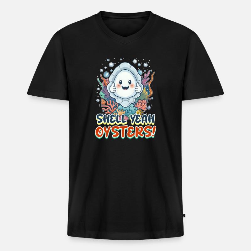 Austernschale ja, Austern! - Männer Premium Bio T-Shirt mit V-Ausschnitt - Schwarz