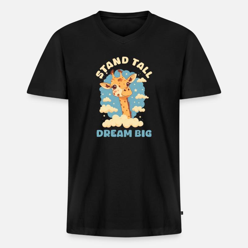 Giraffe steht aufrecht, träumt groß - Männer Premium Bio T-Shirt mit V-Ausschnitt - Schwarz