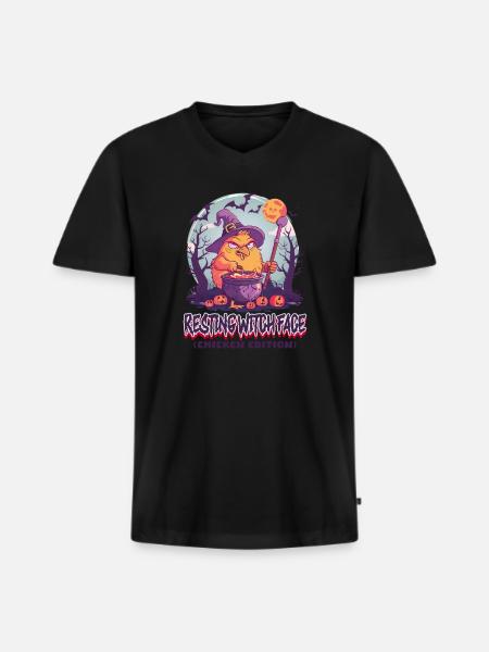 Halloween Chicken Resting Witch Face - Men's Premium Organic T-shirt with V-neck - black