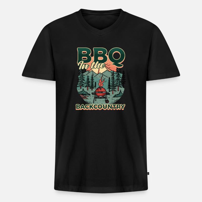 Camp Chef BBQ Im Hinterland - Männer Premium Bio T-Shirt mit V-Ausschnitt - Schwarz