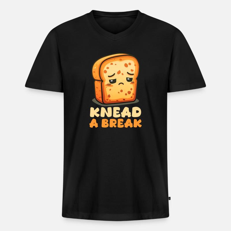 Backen Kneten Eine Pause - Männer Premium Bio T-Shirt mit V-Ausschnitt - Schwarz