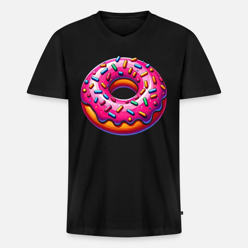 Lebendiger Donut-Genuss - Männer Premium Bio T-Shirt mit V-Ausschnitt - Schwarz