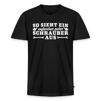 Kfz Mechaniker Unfassbar guter Schrauber - Männer Premium Bio T-Shirt mit V-Ausschnitt - Schwarz - Vorne - Nico (187cm)
