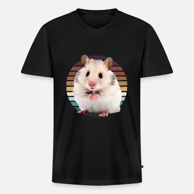 Hamster - Männer Premium Bio T-Shirt mit V-Ausschnitt - Schwarz