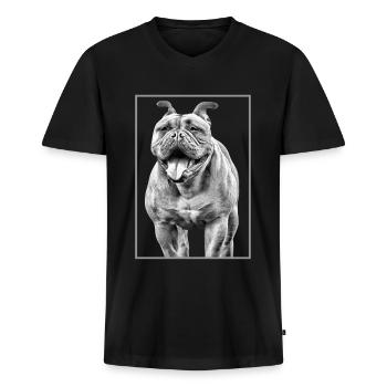 VIEUX BOULEDOGUE ANGLAIS CHIEN CHIENS - T-shirt encolure en V Premium bio Homme - noir - Devant - Nico (187cm)