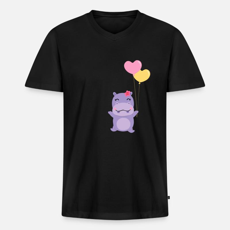 nilpferd - Männer Premium Bio T-Shirt mit V-Ausschnitt - Schwarz