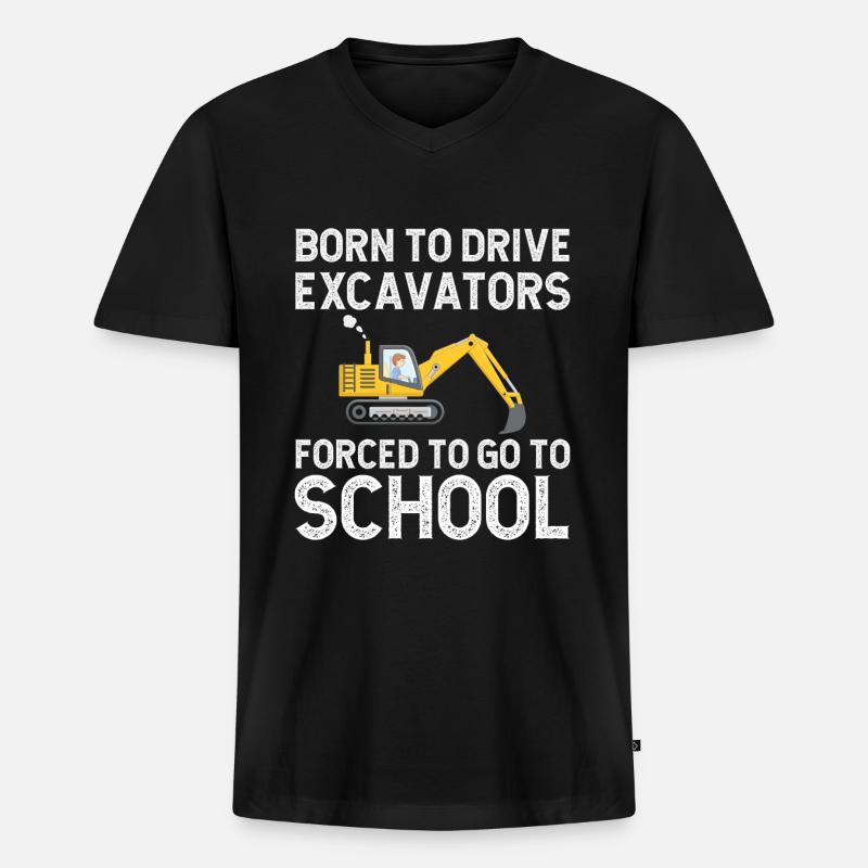 Baggerfahrer Bagger Schule - Männer Premium Bio T-Shirt mit V-Ausschnitt - Schwarz