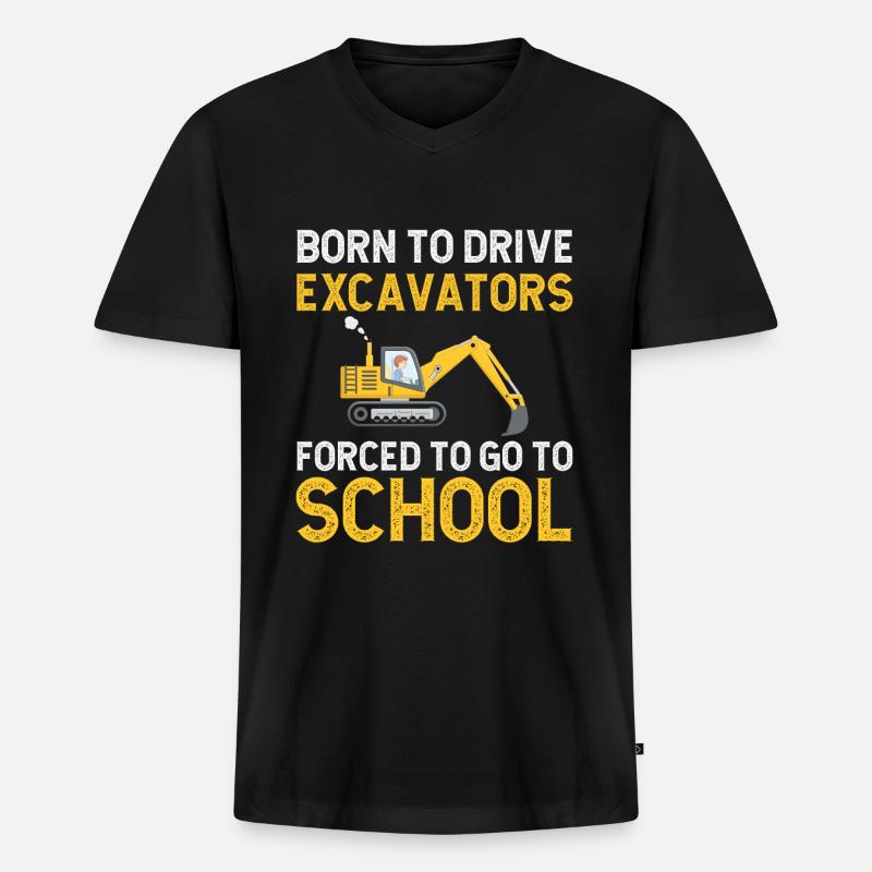 Baggerfahrer Bagger Schule - Männer Premium Bio T-Shirt mit V-Ausschnitt - Schwarz