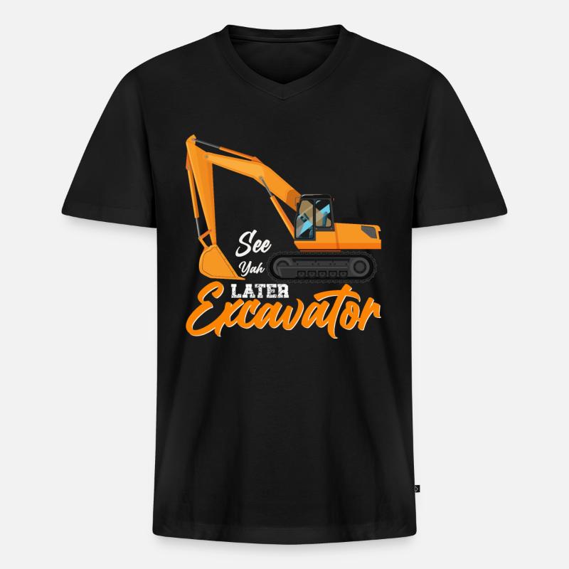 Baggerfahrer Bagger Führerschein Retro Bagger - Männer Premium Bio T-Shirt mit V-Ausschnitt - Schwarz