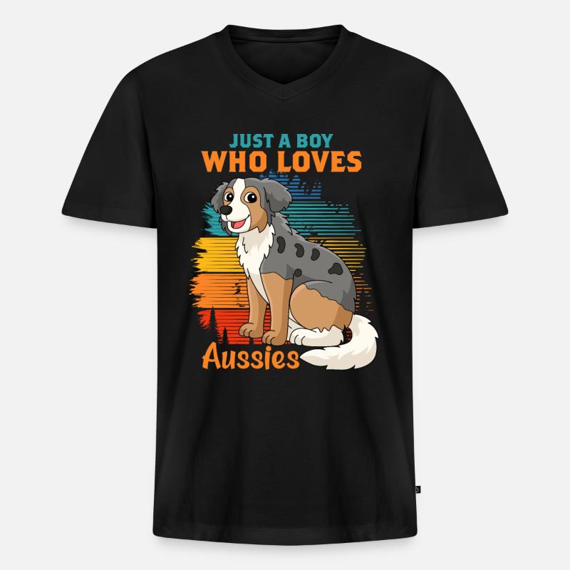 Australischer Schäferhund - Männer Premium Bio T-Shirt mit V-Ausschnitt - Schwarz