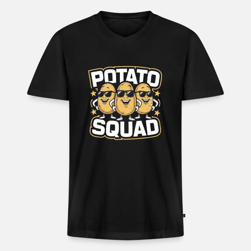 Potato Squad - Männer Premium Bio T-Shirt mit V-Ausschnitt - Schwarz
