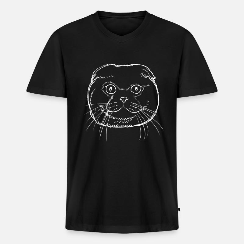 Scottish Fold Katze - Männer Premium Bio T-Shirt mit V-Ausschnitt - Schwarz