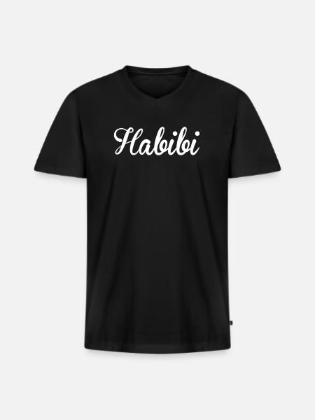 Habibi - Männer Premium Bio T-Shirt mit V-Ausschnitt - Schwarz