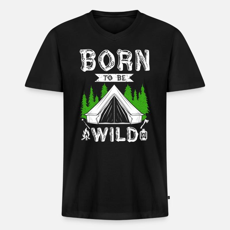 Born to be Wld - Männer Premium Bio T-Shirt mit V-Ausschnitt - Schwarz