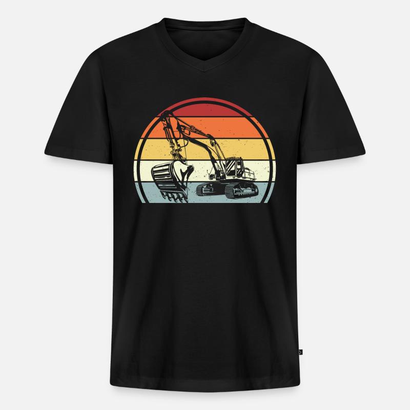 Bagger - Männer Premium Bio T-Shirt mit V-Ausschnitt - Schwarz