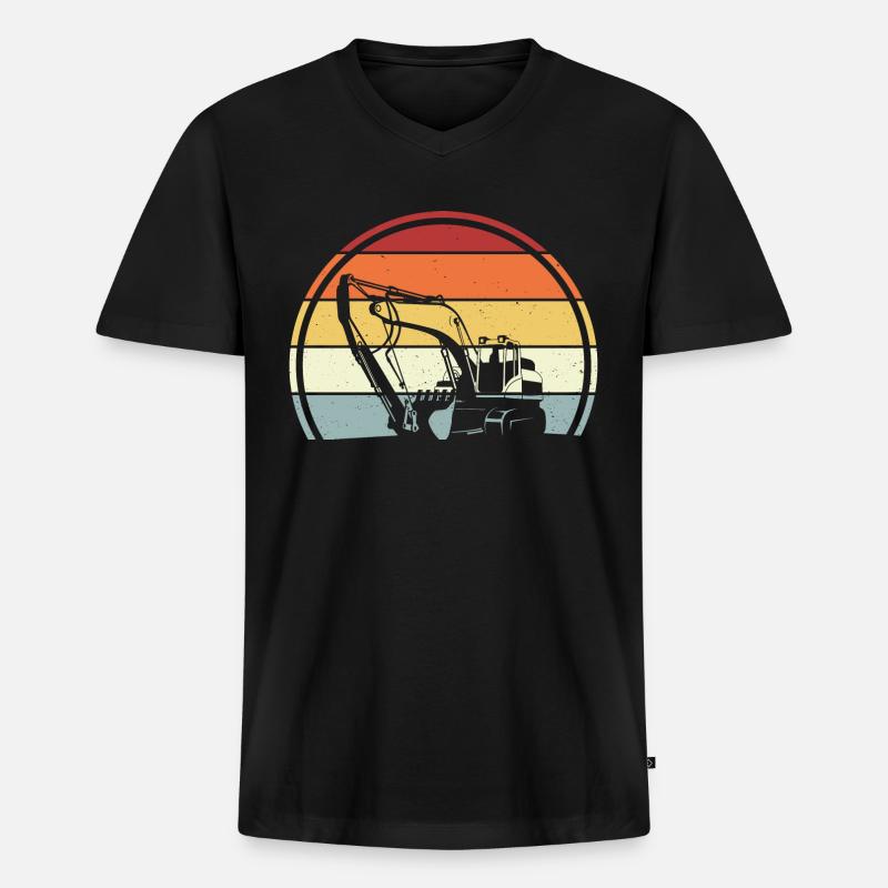Bagger - Männer Premium Bio T-Shirt mit V-Ausschnitt - Schwarz