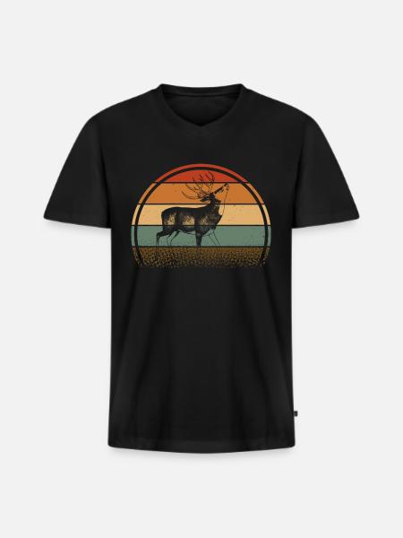 Chevreuil - T-shirt encolure en V Premium bio Homme - noir