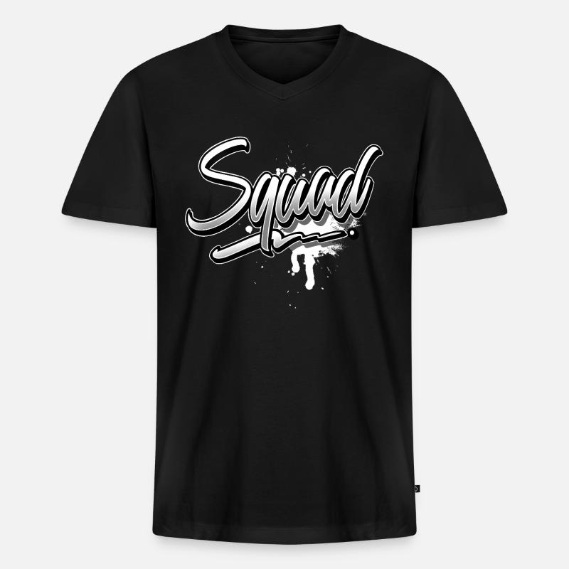 Squad - Männer Premium Bio T-Shirt mit V-Ausschnitt - Schwarz