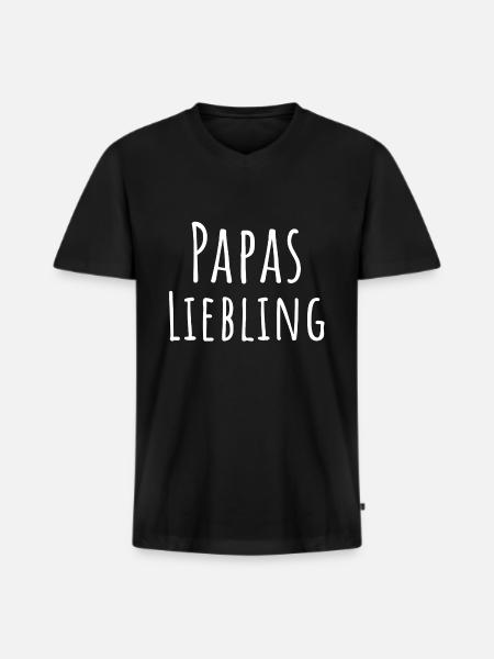 Papas Liebling - Männer Premium Bio T-Shirt mit V-Ausschnitt - Schwarz