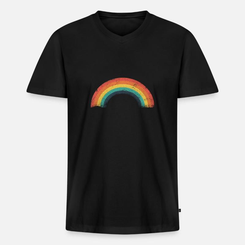 Rainbow Regenbogen - Männer Premium Bio T-Shirt mit V-Ausschnitt - Schwarz