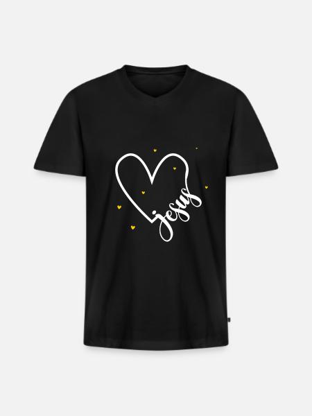 Jesus - Männer Premium Bio T-Shirt mit V-Ausschnitt - Schwarz