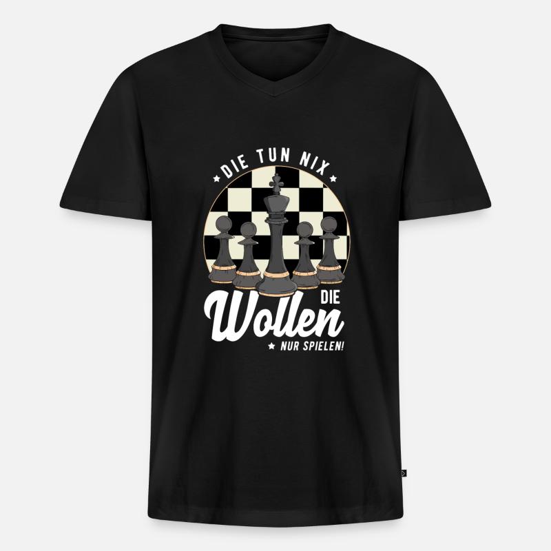 Schach - Männer Premium Bio T-Shirt mit V-Ausschnitt - Schwarz