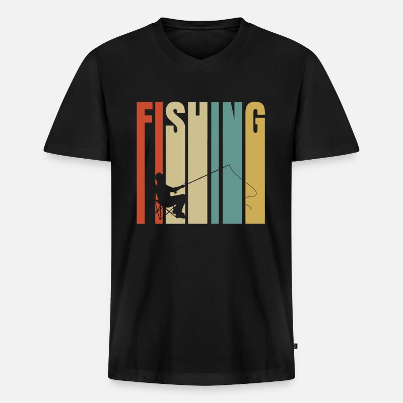 Fischen - Männer Premium Bio T-Shirt mit V-Ausschnitt - Schwarz