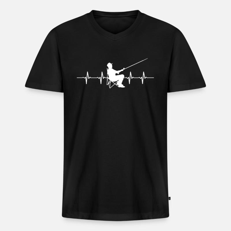 Fischen - Männer Premium Bio T-Shirt mit V-Ausschnitt - Schwarz