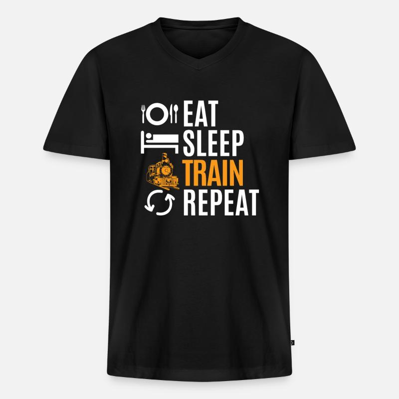 Zug - Männer Premium Bio T-Shirt mit V-Ausschnitt - Schwarz