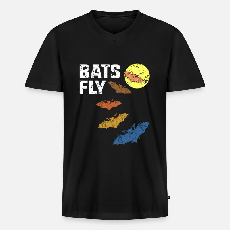 Fledermaus - Männer Premium Bio T-Shirt mit V-Ausschnitt - Schwarz