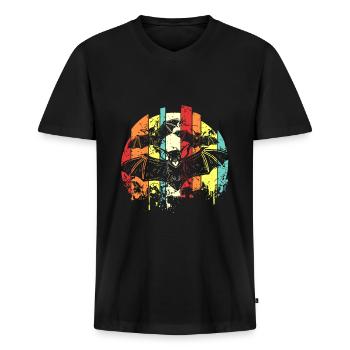 chauve-souris - T-shirt encolure en V Premium bio Homme - noir - Devant - Nico (187cm)