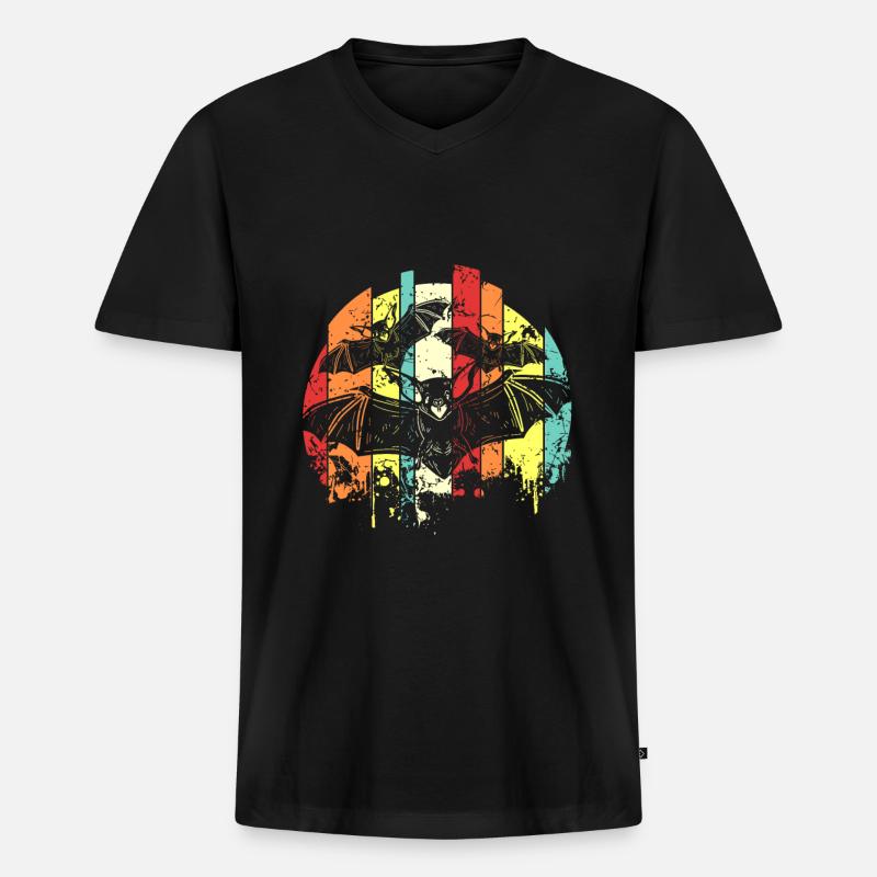 Fledermaus - Männer Premium Bio T-Shirt mit V-Ausschnitt - Schwarz