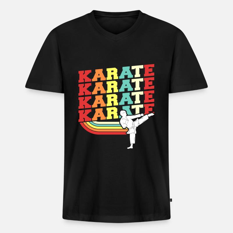 Karate - Männer Premium Bio T-Shirt mit V-Ausschnitt - Schwarz