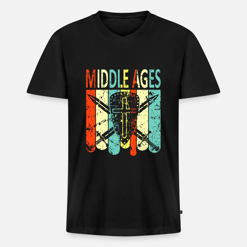 Mittelalter - Männer Premium Bio T-Shirt mit V-Ausschnitt - Schwarz