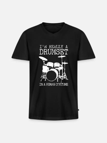 Drummer drummer drummer gift - Men's Premium Organic T-shirt with V-neck - black