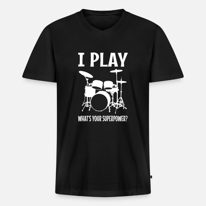 Schlagzeug Schlagzeuger Drummer Geschenk - Männer Premium Bio T-Shirt mit V-Ausschnitt - Schwarz