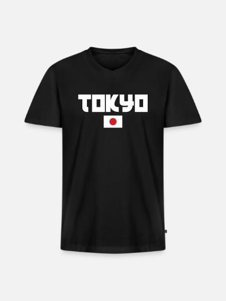 Tokyo - Men's Premium Organic T-shirt with V-neck - black