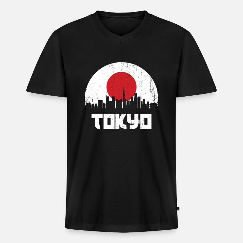 Tokio - Männer Premium Bio T-Shirt mit V-Ausschnitt - Schwarz