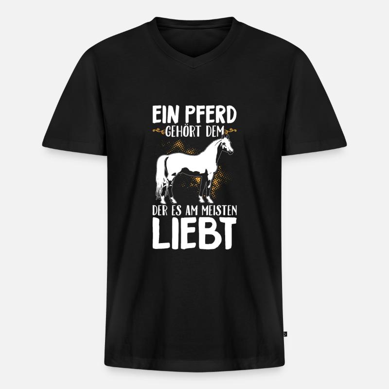 Pferd - Männer Premium Bio T-Shirt mit V-Ausschnitt - Schwarz