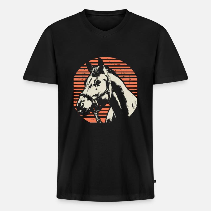 Pferd - Männer Premium Bio T-Shirt mit V-Ausschnitt - Schwarz