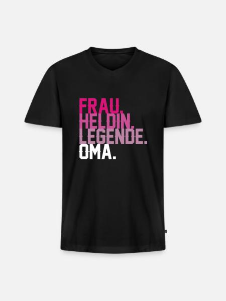 Oma - Männer Premium Bio T-Shirt mit V-Ausschnitt - Schwarz