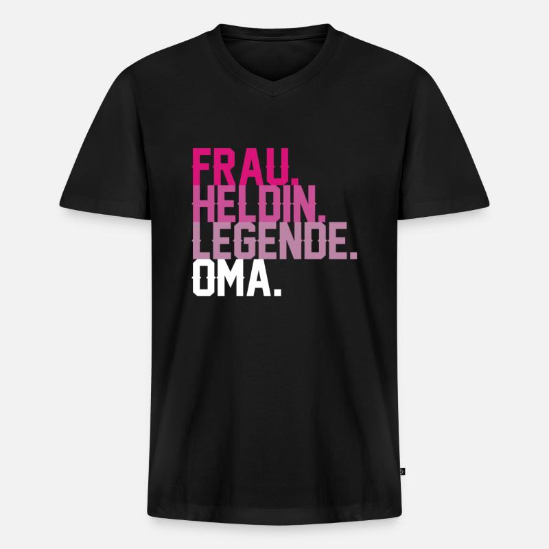 Oma - Männer Premium Bio T-Shirt mit V-Ausschnitt - Schwarz