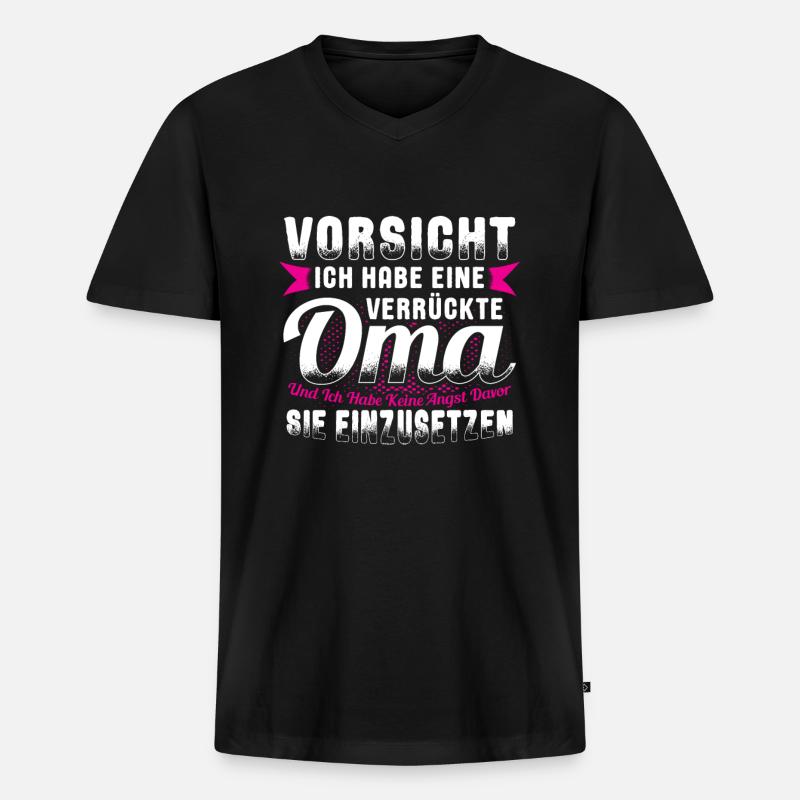 Oma - Männer Premium Bio T-Shirt mit V-Ausschnitt - Schwarz