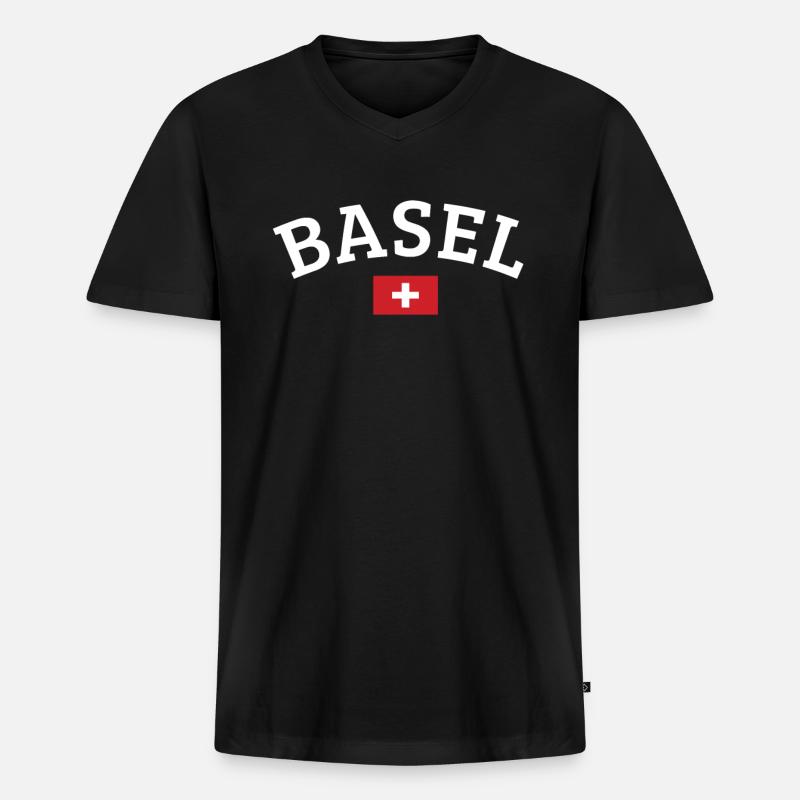 Basel - Männer Premium Bio T-Shirt mit V-Ausschnitt - Schwarz