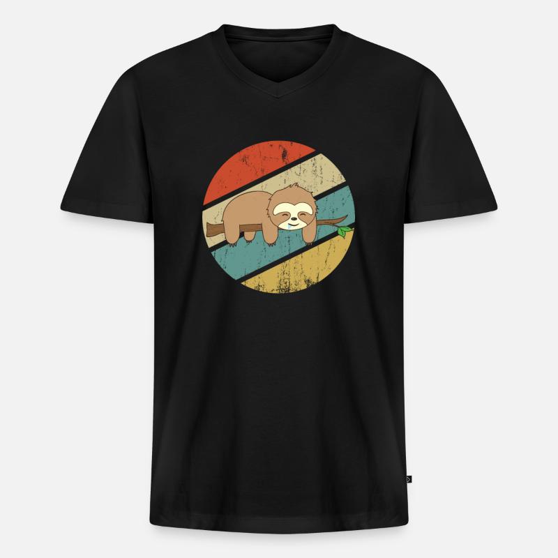 Faultier - Männer Premium Bio T-Shirt mit V-Ausschnitt - Schwarz