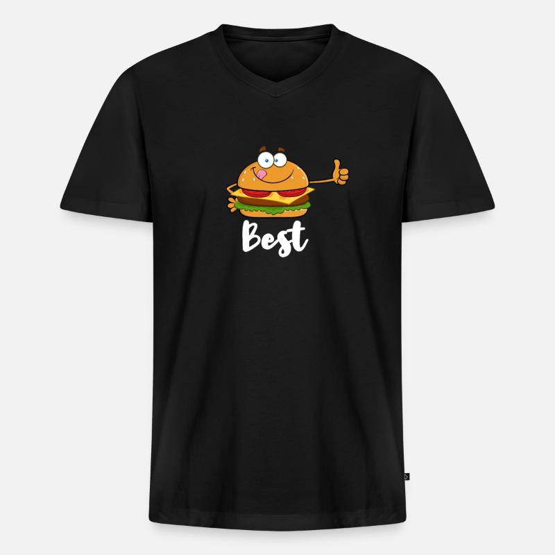 Burger Hamburger - Männer Premium Bio T-Shirt mit V-Ausschnitt - Schwarz