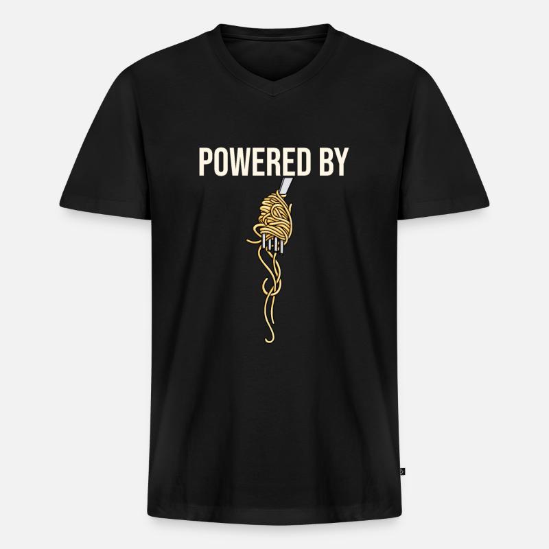 Pasta - Männer Premium Bio T-Shirt mit V-Ausschnitt - Schwarz
