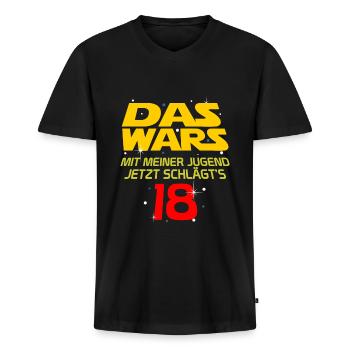 18. Geburtstag - Männer Premium Bio T-Shirt mit V-Ausschnitt - Schwarz - Vorne - Nico (187cm)