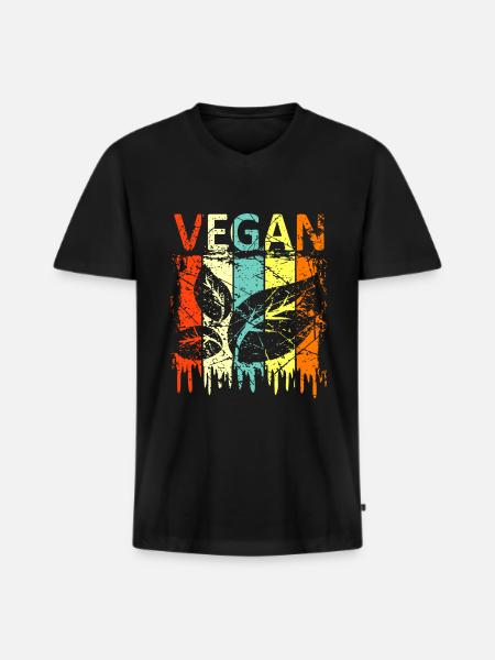Vegan - Männer Premium Bio T-Shirt mit V-Ausschnitt - Schwarz